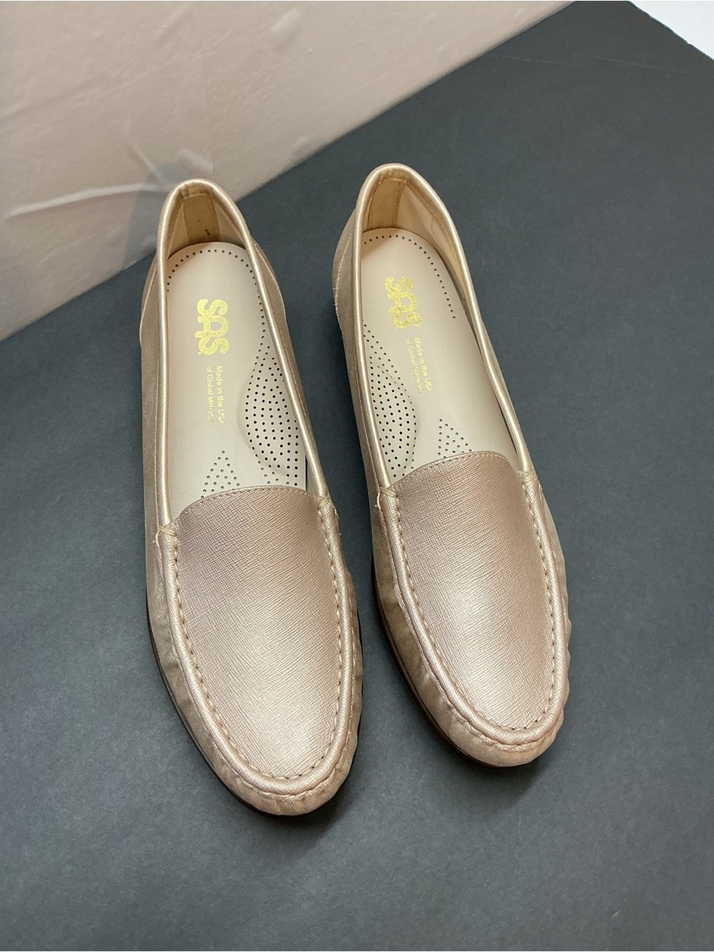 SAS Women's Metallic Rose Gold Slip-On Loafers